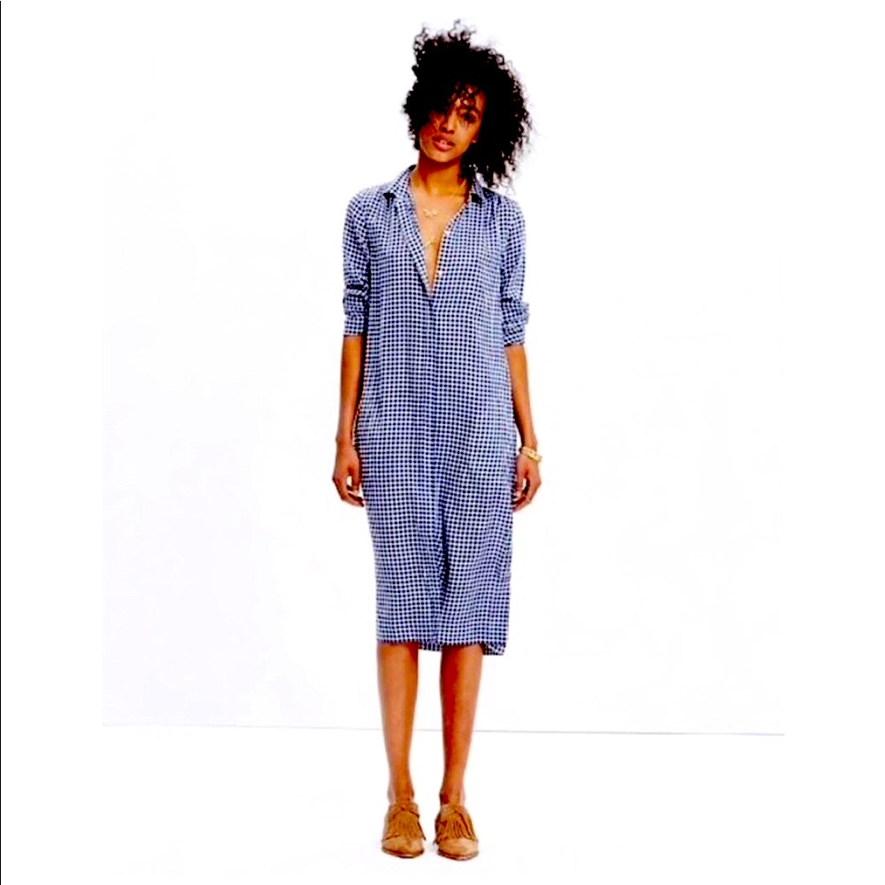 Madewell Gingham Check Midi Shirt Dress Sz. M